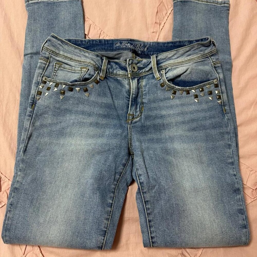 Bullhead Black 2000s Y2K Studded Pocket Low Rise Skinniest Skinny Jeans.